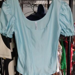 Elegant Light Blue Women's Coset Style Top